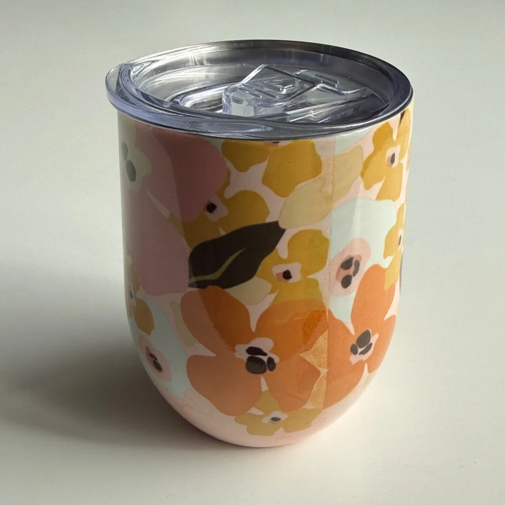 The Darling Effect Insulated Double Walled Lil’ Floral Delight Wine Tumbler Lid
